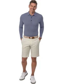 IBKUL Shirts|Mini Check Print Long Sleeve Polo (Modern Fit) - Navy/White