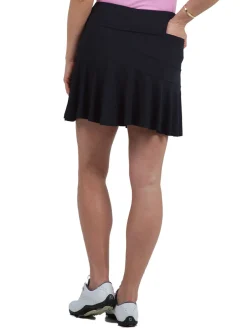 IBKUL Skorts & Dresses|Solid Flounce Skort (16.25") - Black