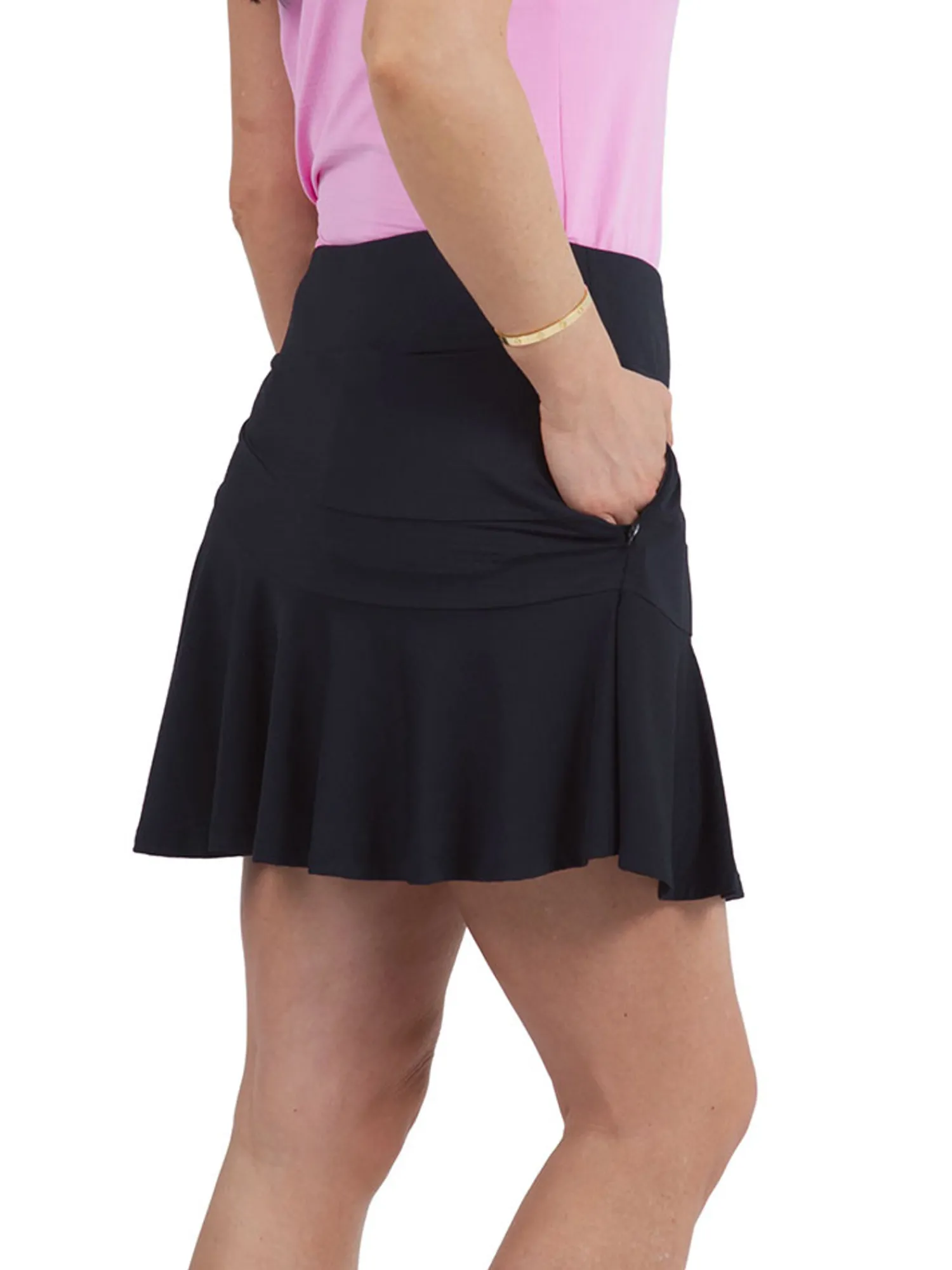 IBKUL Skorts & Dresses|Solid Flounce Skort (16.25") - Black
