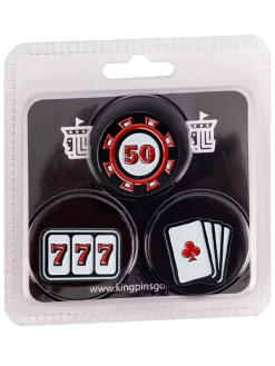 King Pins Golf Ball Markers|Ball Marker Set 3 Pack - Casino