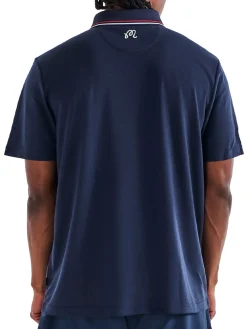 Malbon Shirts|Eagle Buckets Performance Pique Polo - Navy