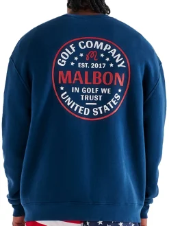 Malbon Jumpers|In Golf We Trust Sweatshirt - Navy