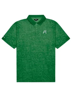 Malbon Shirts|Mezzo Performance Pique Printed Polo - Kelly Green