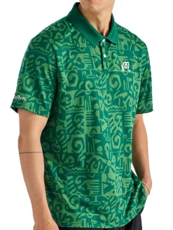 Malbon Shirts|Mezzo Performance Pique Printed Polo - Kelly Green