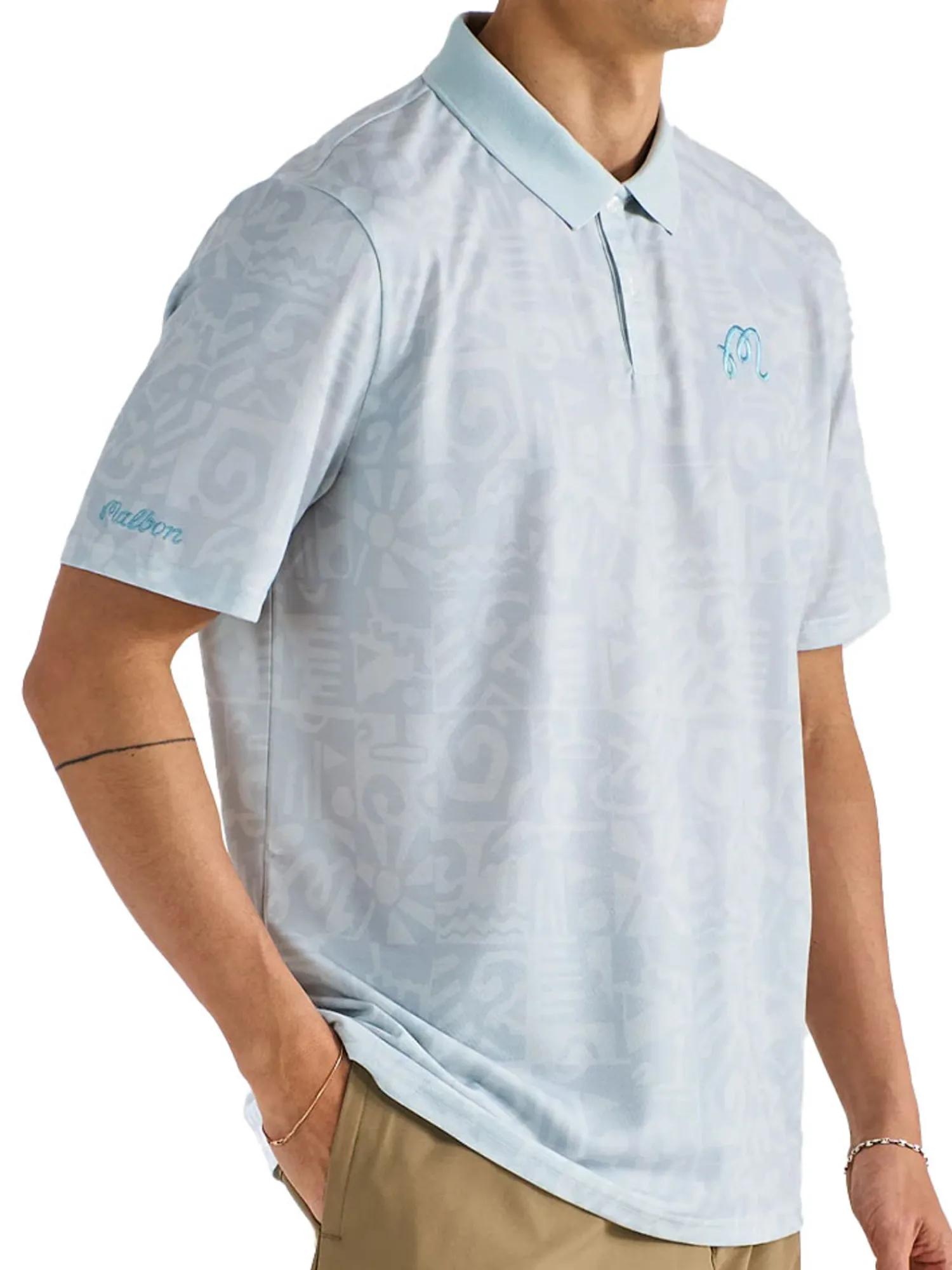Malbon Shirts|Mezzo Performance Pique Printed Polo - Silver