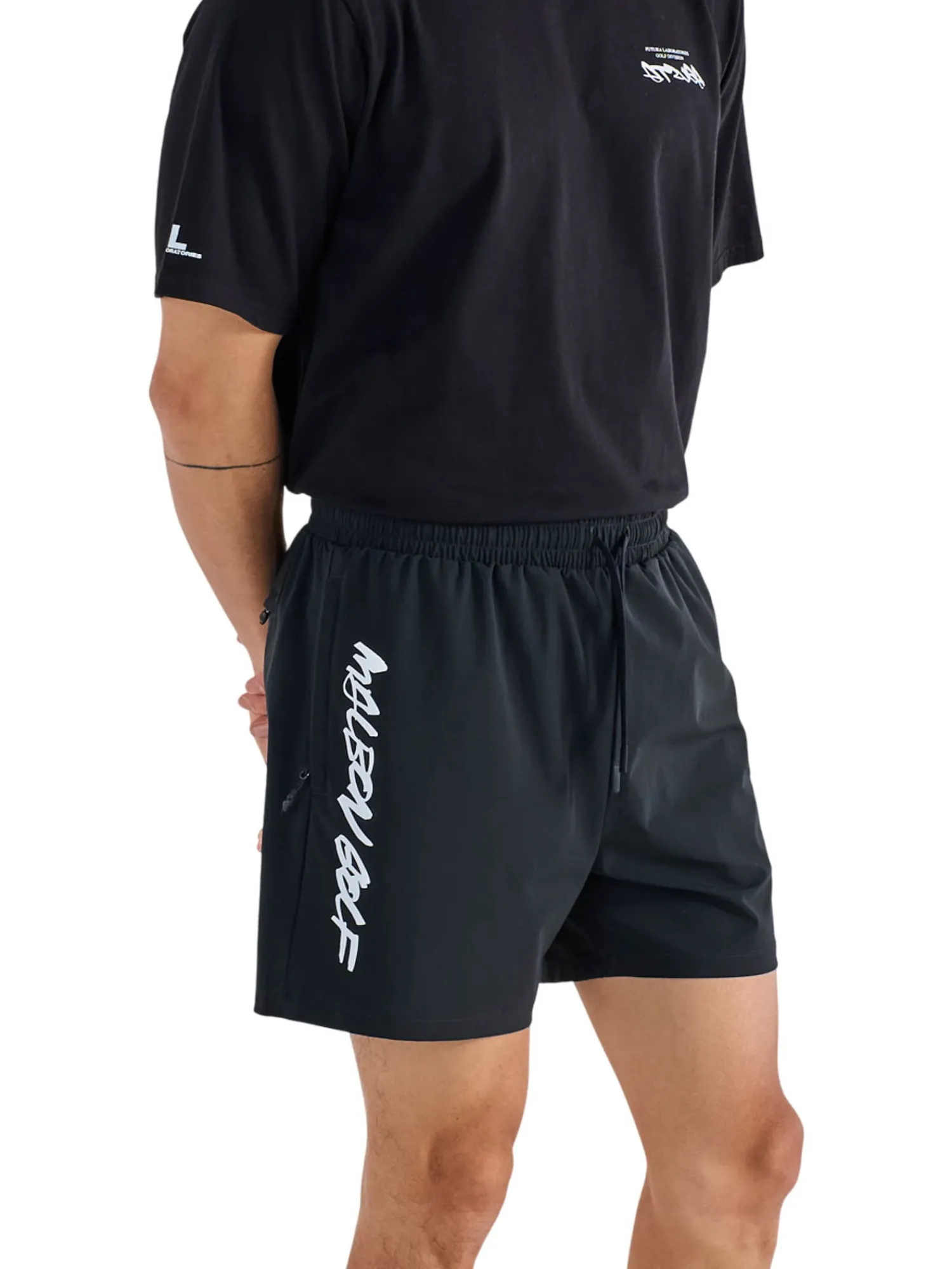 Malbon Shorts|Performance Tag Tech Short - Black