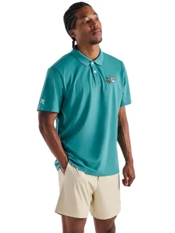 Malbon Shirts|Two Man Scramble Pique Polo - Blue Green