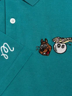 Malbon Shirts|Two Man Scramble Pique Polo - Blue Green