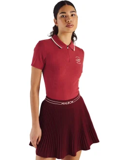 Malbon Shirts|Womens Camilla Quarter Zip Polo - Garnet