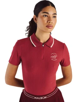 Malbon Shirts|Womens Camilla Quarter Zip Polo - Garnet