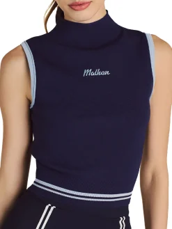 Malbon Vests|Womens Kara Mock Neck Vest - Navy