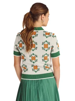 Malbon Shirts|Womens Lucia Quarter Zip Polo - Ivory Multi
