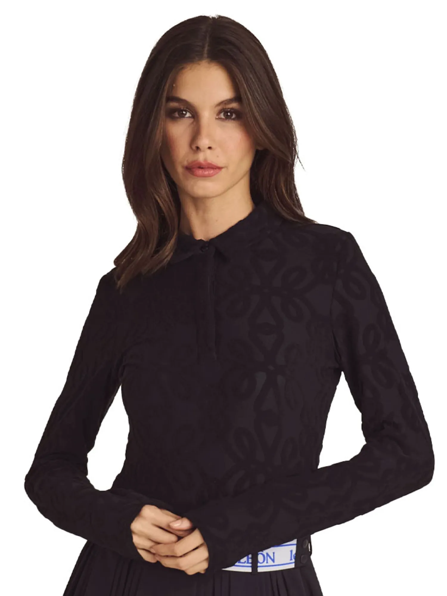 Malbon Shirts|Womens Sophie Long Sleeve Polo - Black