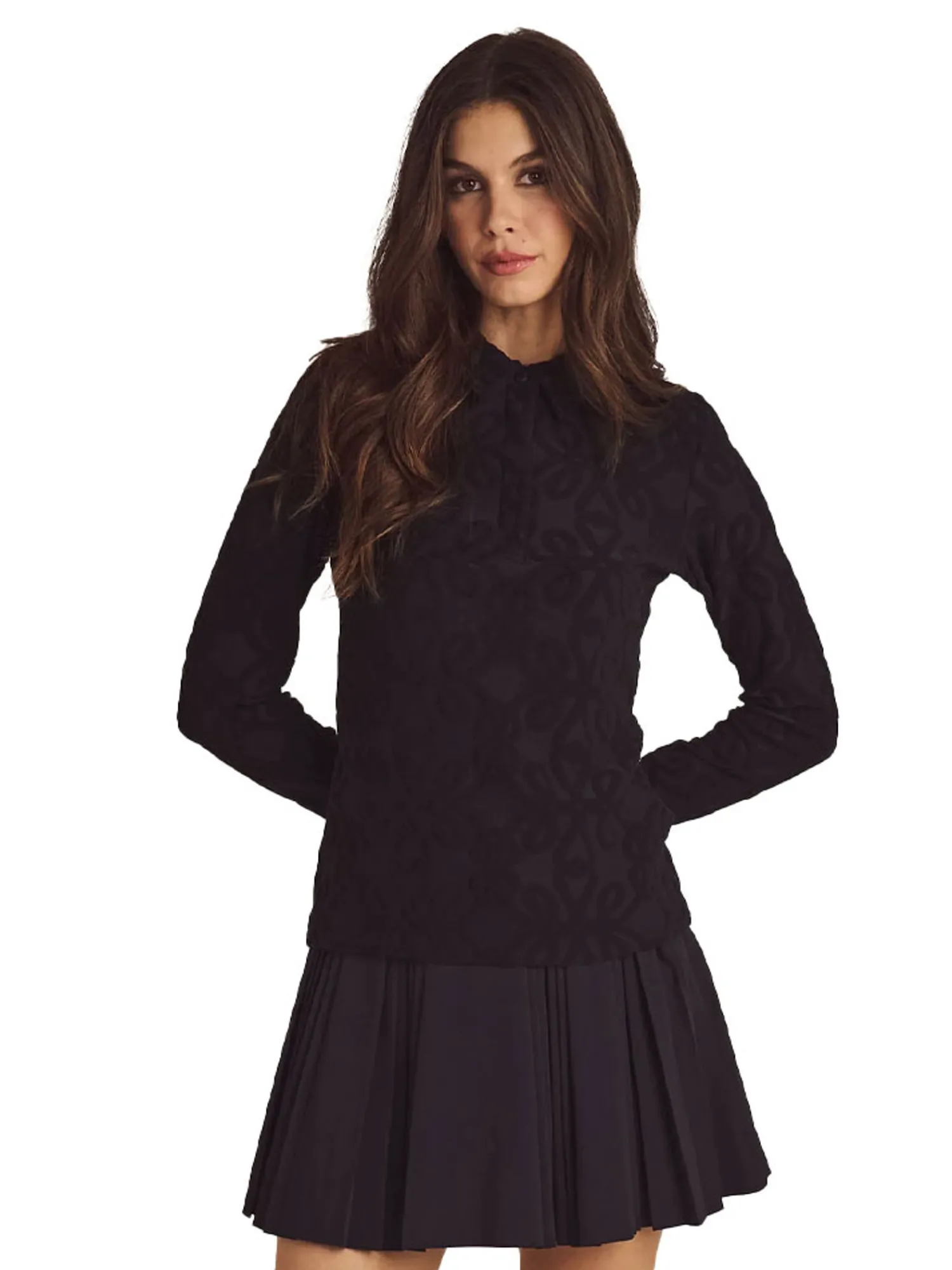 Malbon Shirts|Womens Sophie Long Sleeve Polo - Black