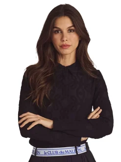 Malbon Shirts|Womens Sophie Long Sleeve Polo - Black