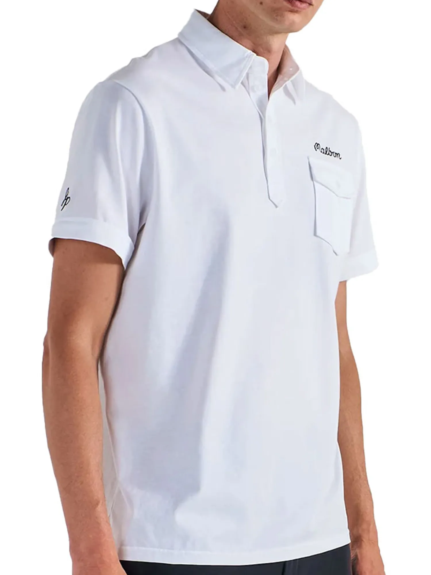 Malbon Shirts|x Jesper Parnevik Single Pocket Mercerized Cotton Jersey Polo - White