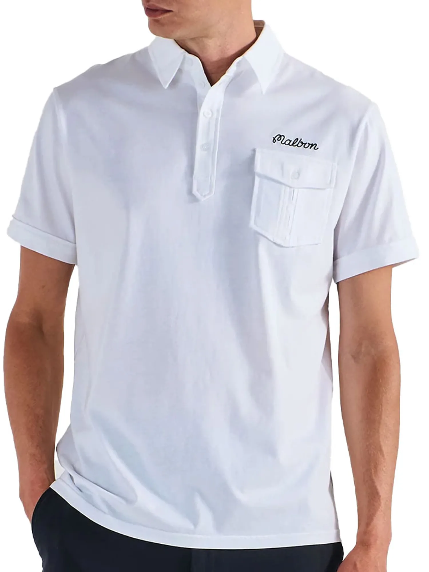 Malbon Shirts|x Jesper Parnevik Single Pocket Mercerized Cotton Jersey Polo - White