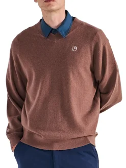 Malbon Jumpers|x Jesper Parnevik V-Neck Merino Wool Sweater - Chocolate