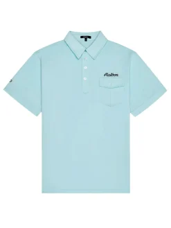 Malbon Shirts|x Jesper Parnevik Single Pocket Mercerized Cotton Jersey Polo - Aqua Blue