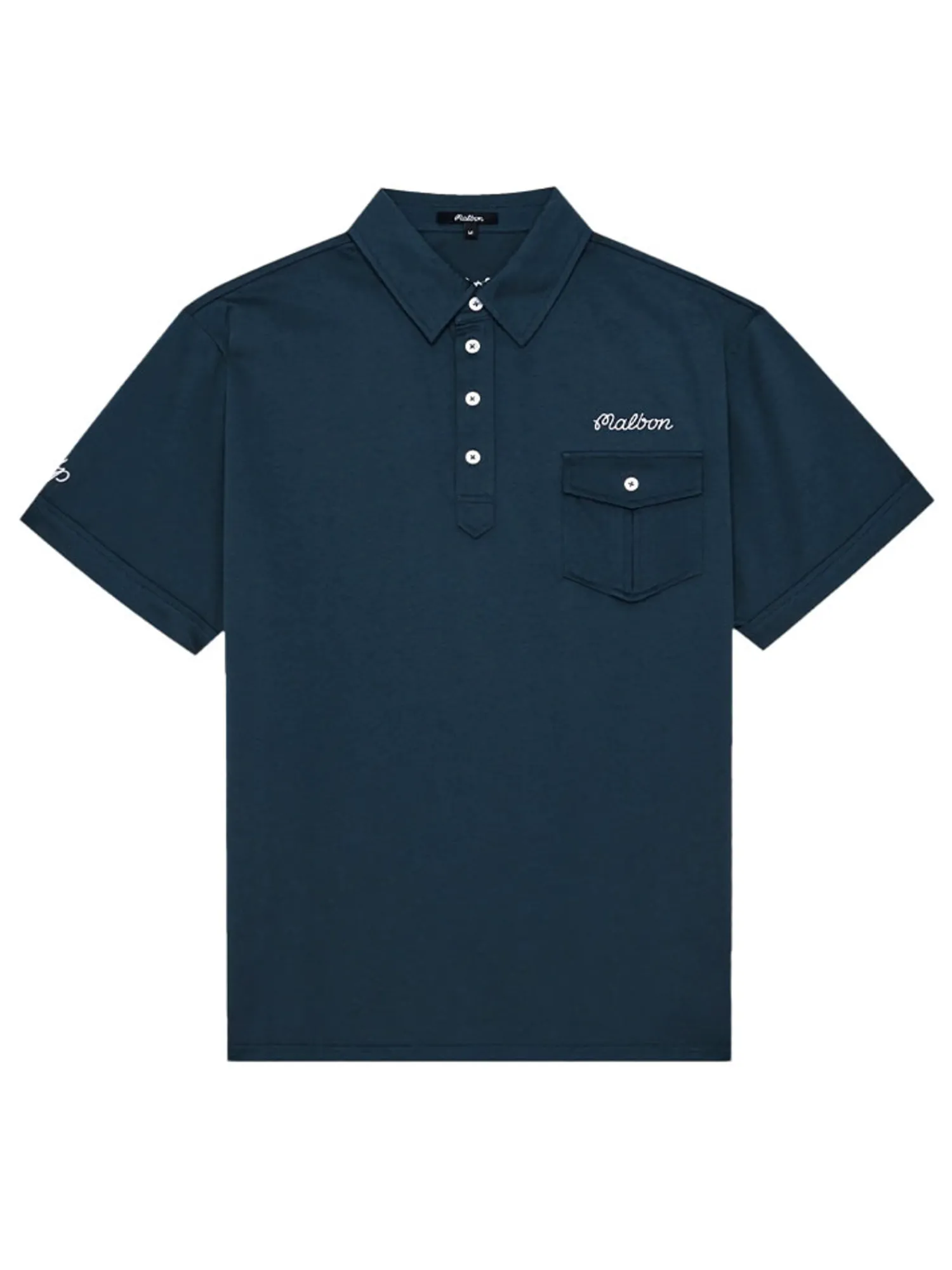 Malbon Shirts|x Jesper Parnevik Single Pocket Mercerized Cotton Jersey Polo - Navy