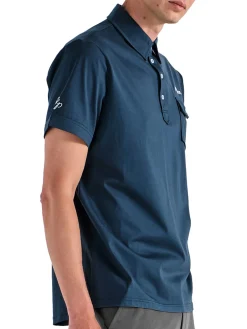 Malbon Shirts|x Jesper Parnevik Single Pocket Mercerized Cotton Jersey Polo - Navy