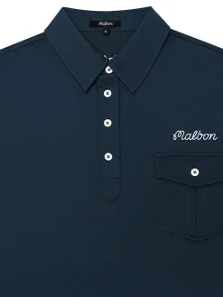 Malbon Shirts|x Jesper Parnevik Single Pocket Mercerized Cotton Jersey Polo - Navy