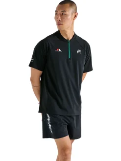 Malbon Shirts|Zip Raglan Blade Polo - Black