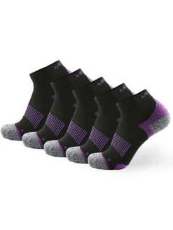 Meikan Socks Clearance Clothing|Meikan 5 Pack Women's Quarter Cut Performance Sports Socks - Black/Purple