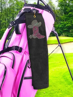 Navika Towels|Cowgirl Boot Golf Towel Black