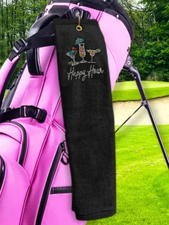 Navika Towels|Happy Hour Golf Towel Black
