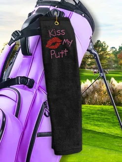 Navika Towels|Kiss My Putt Golf Towel Black