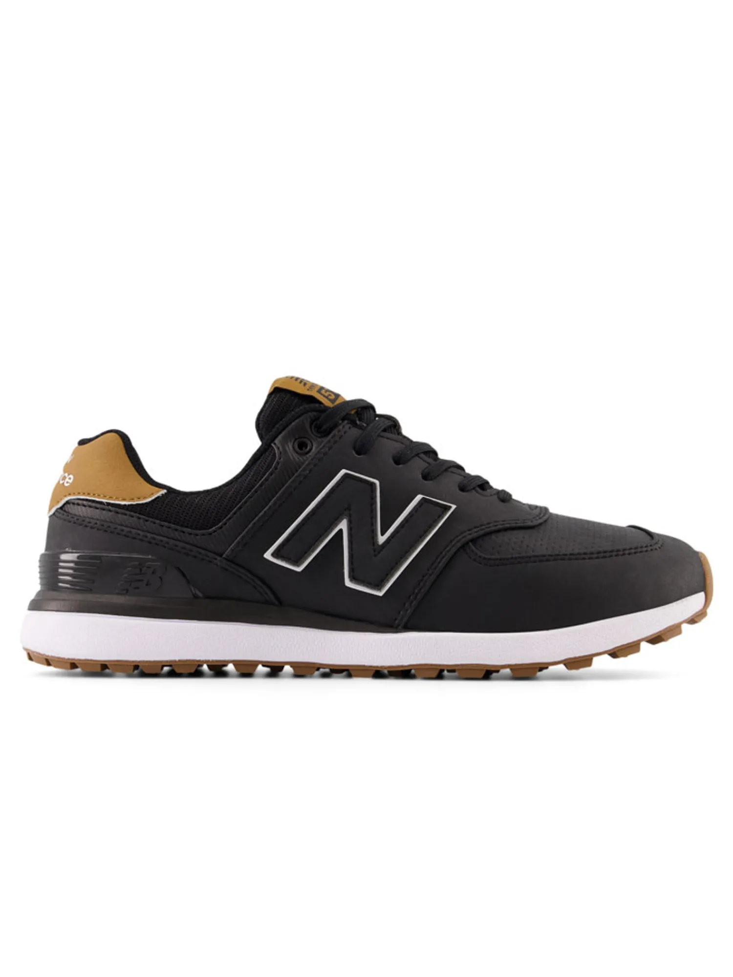 New Balance Mens Golf Shoes|574 Greens v2 Golf Shoes - Black/Gum