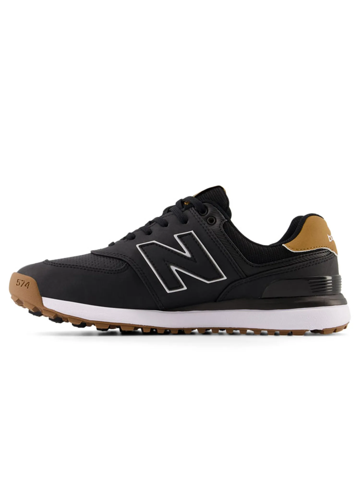 New Balance Mens Golf Shoes|574 Greens v2 Golf Shoes - Black/Gum