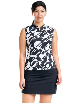 Nivo Shirts|Women's Linnea Sleeveless Livcool Mock - Black/White