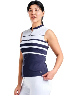 Nivo Shirts|Women's Linnea Sleeveless Livcool Mock - White/Navy