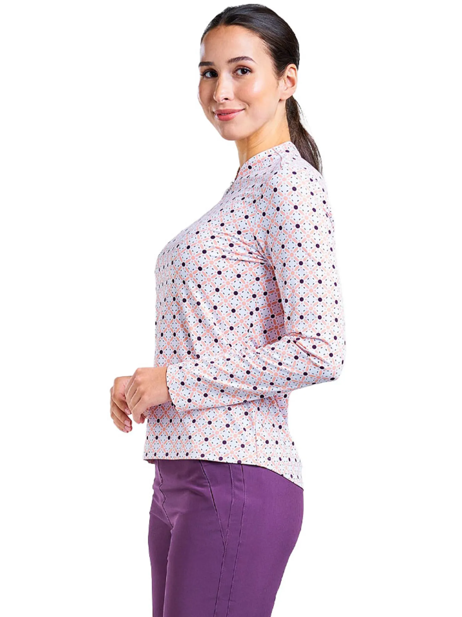 Nivo Shirts|Women's Lolita Long Sleeve Mock - Coral Reef