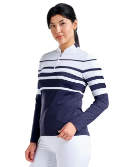 Nivo Shirts|Women's Lolita Long Sleeve Livcool Mock - White/Navy