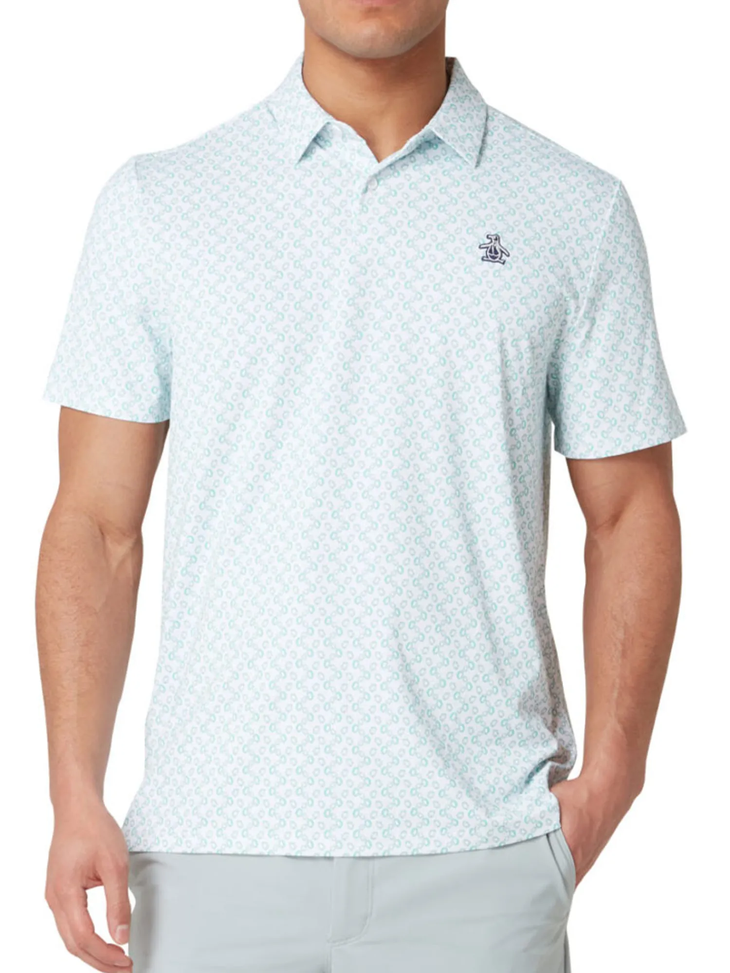 Original Penguin Shirts|All Over Lifesaver Print Polo - Bright White