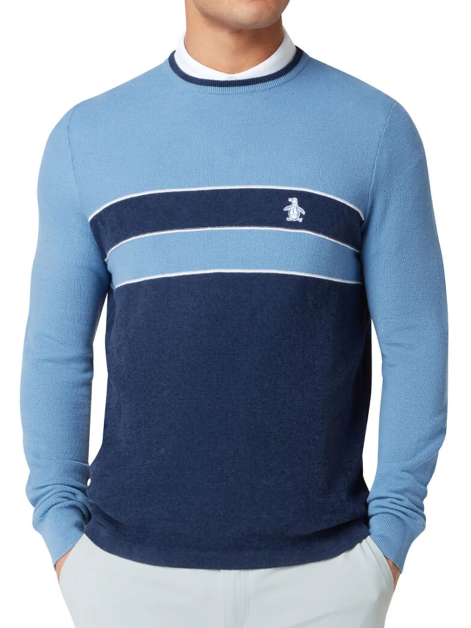 Original Penguin Jumpers|Heritage Mixed Media Sweater - Quiet Harbour