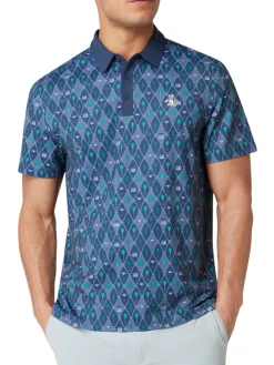 Original Penguin Shirts|Lattice Cocktail Earl Polo - Black Iris