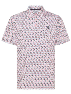 Original Penguin Shirts|Layered Umbrella Print Polo - Murex Shell