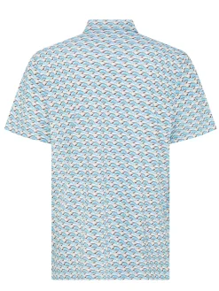 Original Penguin Shirts|Layered Umbrella Print Polo - Blue Grotto