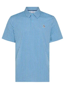 Original Penguin Shirts|Pete's Bowtie Micro Print Polo - Blue Grotto