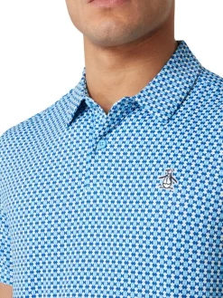 Original Penguin Shirts|Pete's Bowtie Micro Print Polo - Blue Grotto