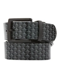 Original Penguin Belts|Reversible All Over Pete Printed Belt - Caviar