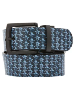 Original Penguin Belts|Reversible All Over Pete Printed Belt - Black Iris