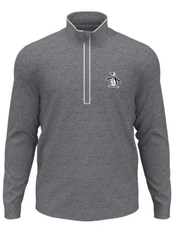 Original Penguin Jumpers|1/4-Zip Technical Earl - Quiet Shade Heather