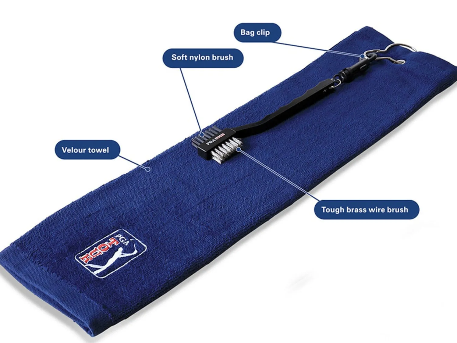 PGA Tour Cleaning Accessories|Towel & Club Brush Set