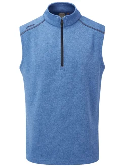 PING Jumpers|Ramsey 1/2 Zip Ribbed Fleece Vest - Snorkel Blue Marl