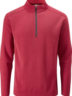 PING Jumpers|Ramsey 1/2 Zip Ribbed Fleece - Rich Red Marl